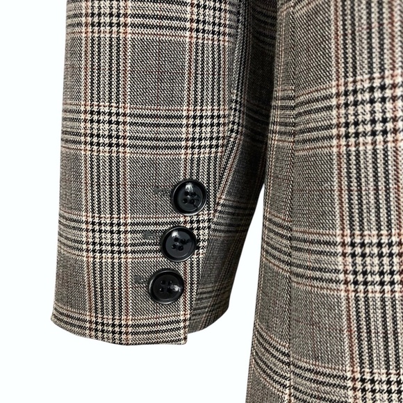 RACHEL ZOE Double Breasted Glen Plaid Open Front Longline Blazer Jacket - Picture 7 of 12